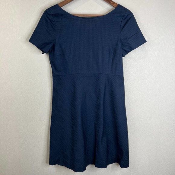 Jil Sander Women Wrap Dress 38 Navy Blue Short Sleeve Knee Length Preppy Capsule - Picture 2 of 12